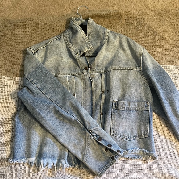 Free People Jackets & Blazers - Free People Demin Zip Up with Fray